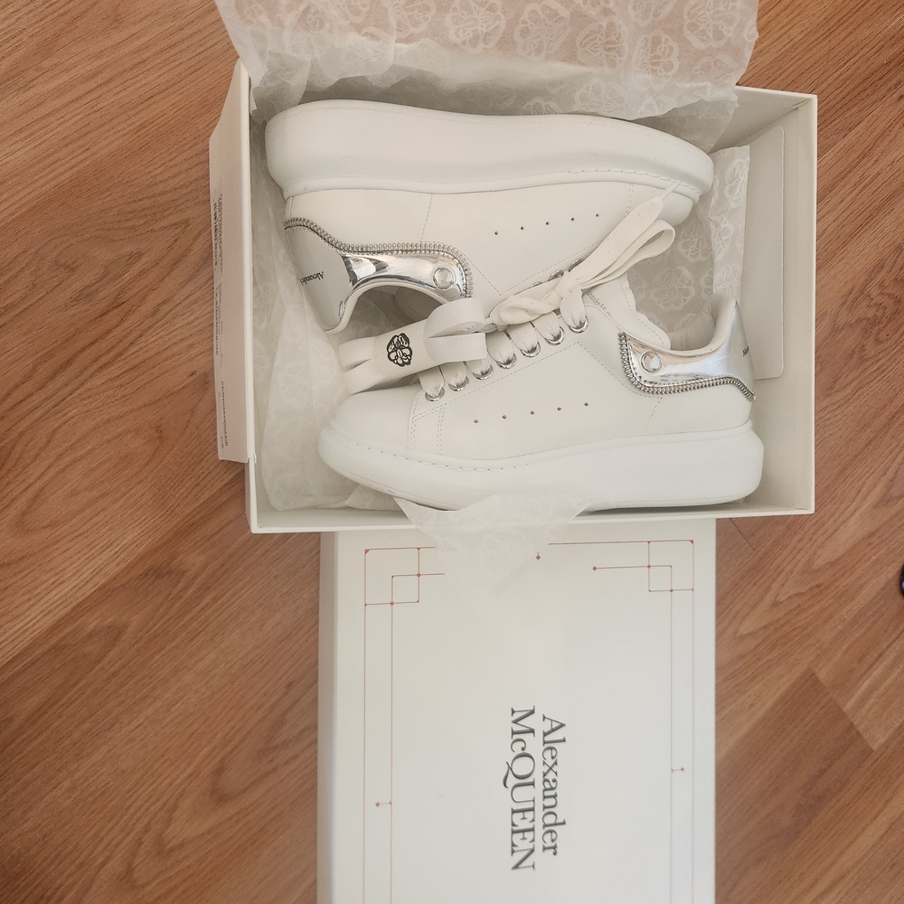 Alexander McQueen White and Silver Sneakers